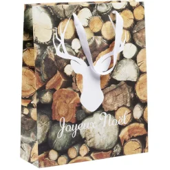 Sac cadeau Noël motif nature Taille M L26xH32cm