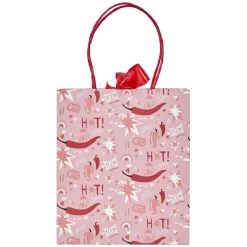 Sac cadeau Saint Valentin motif piment inscription Hot rose et rouge