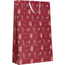 Sac pochette cadeau XL motifs renards vert et rouge