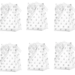 Sachet pour dragées motif pois gris x6