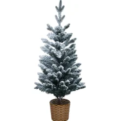 Sapin artificiel enneigé pot tressé 258 branches Ø56xH100cm