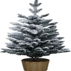 Sapin artificiel enneigé pot tressé 258 branches Ø56xH100cm