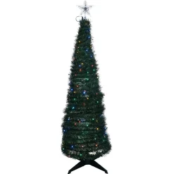 Sapin artificiel pliable lumineux 250LED multicolore pied plastique Ø45xH150cm