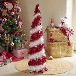 Sapin de Noël artificiel POP UP rouge et blanc Ø30xH120cm