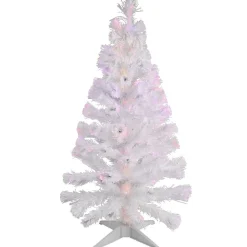 Sapin de Noël blanc fibre optique multicolore h 120 cm