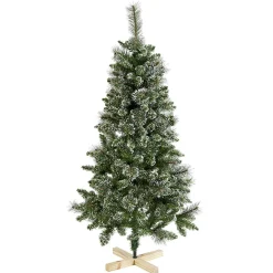 Sapin de noël effet enneigé avec pied en bois h 150 cm