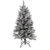 Sapin de Noël enneigé et pommes de pin H 120 cm