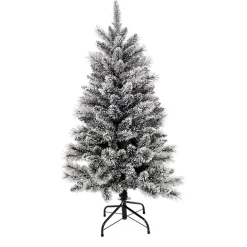 Sapin de Noël enneigé et pommes de pin H 120 cm