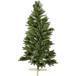 Sapin de Noël Vert effet réel avec pied en bois H150 cm