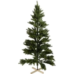 Sapin de Noël Vert effet réel avec pied en bois H180 cm