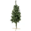Sapin de Noël vert effet touffu avec pied en bois H120 cm