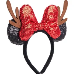 Serre-tête Minnie Disney Noël pailleté rouge et noir
