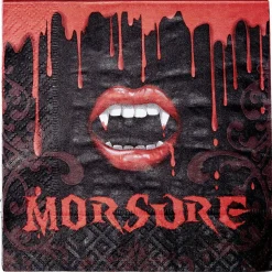 Serviette carrée en papier Halloween déco morsure noir et rouge x20