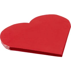 Serviette en papier en forme de coeur rouge x12