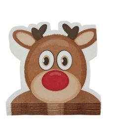 Serviette en papier forme renne de Noël x12