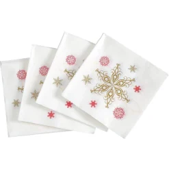 Serviette en papier imprimé guirlande de flocon rouge doré x20