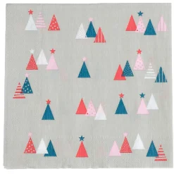 Serviette en papier imprimé forêt de sapins colorés x20