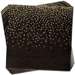 Serviette en papier noir et doré x20