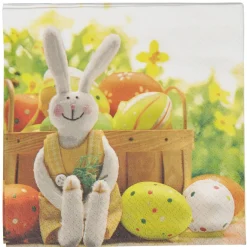 Serviette en papier Pâques motif lapin et oeufs x20