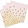 Serviette en papier rose et doré à pois x 16