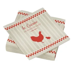 Serviette en papier style rétro motif poule et poussin x 50