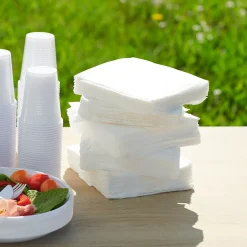 Serviette en papier uni blanc x300