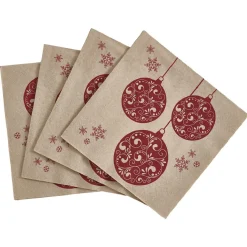 Serviette jetable beige et rouge x20