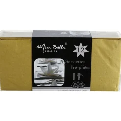 Serviette jetable pré pliée dorée x12