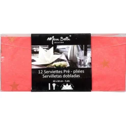 Serviette jetable pré pliée rouge étoiles dorées x12