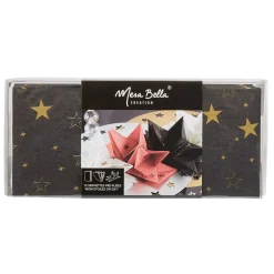 Serviette jetable pré pliée noire étoiles dorées x12