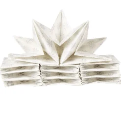 Serviette jetable pré pliée blanche flocons argentés x12
