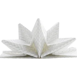 Serviette jetable pré pliée blanche chevrons argentés x12