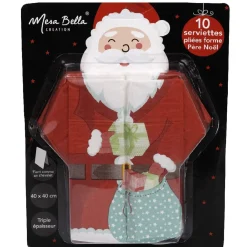 Serviette jetable pré pliée design père noël x10