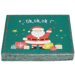 Serviette motif Père Noël verte x20