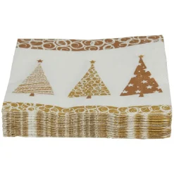 Serviette motif sapin de Noël en papier doré x20