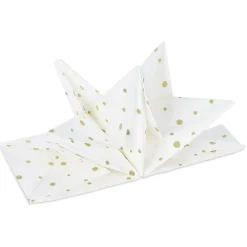Serviette origami en papier blanc motif pois dorés x12