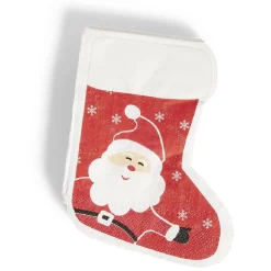 Serviette papier forme botte Noël rouge et blanc x20