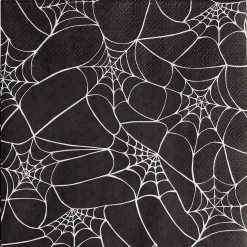Serviette papier Halloween motif toile d'araignée noire et blanche 33x33cm x20