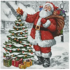 Serviette Père Noël et sapins x20