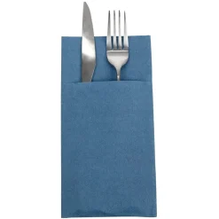 Serviette range couverts 40cm bleu canard x20