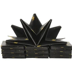 Serviettes de table pré-pliées noires étoiles dorées