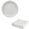 Set de 50 assiettes carton et 50 serviettes blanches