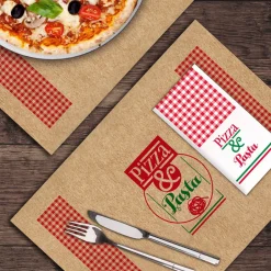 Set de table + serviette en papier Pizza & Pasta x10