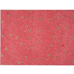 Set de table rouge motifs étoiles dorées x10