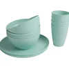 Set de vaisselle 12 pièces plastique uni bleu 4 personnes