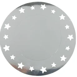 Sous assiette argenté brillant motif étoiles