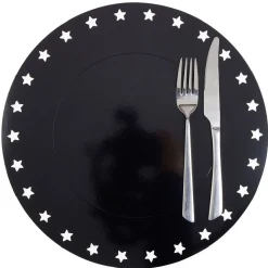 Sous assiette rebord étoile plastique noir Ø34cm x4