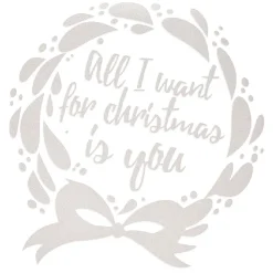 Sticker pour fenêtre couronne de Noël blanc