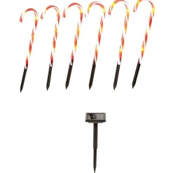 Sucre d'orge lumineux solaire x6 24 LED H43cm