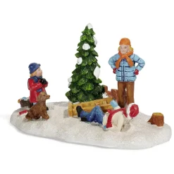 Sujet de Noël personnage autour du sapin en résine